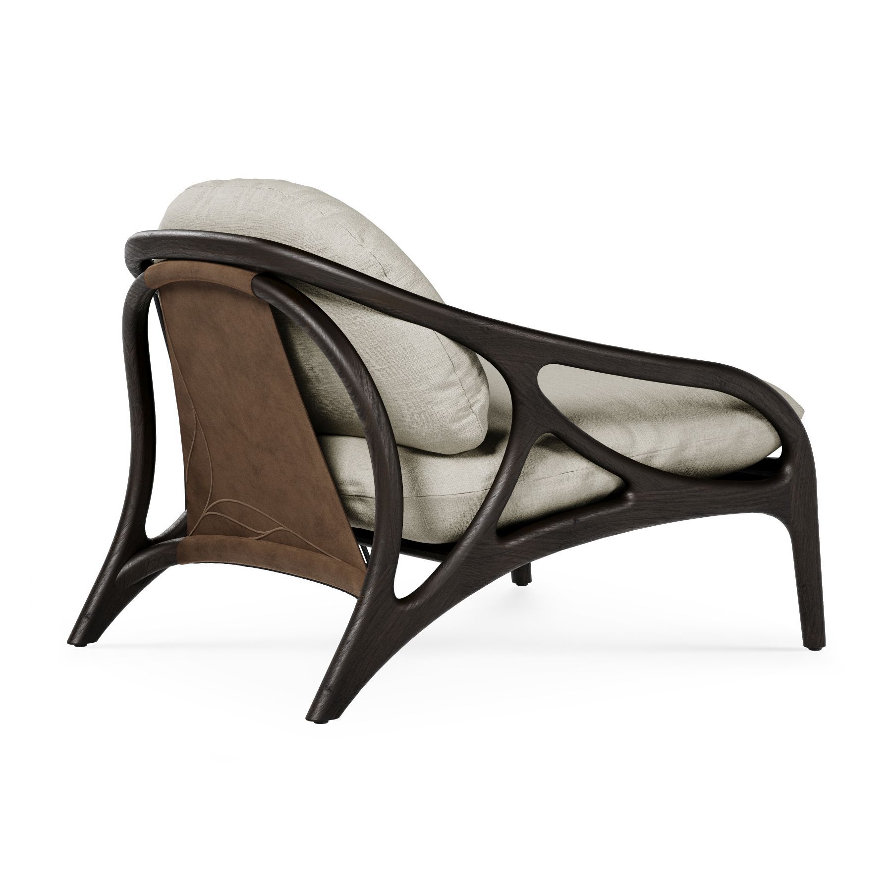 Vime Lounge Chair Leather taupe - beige chenille Morpho
