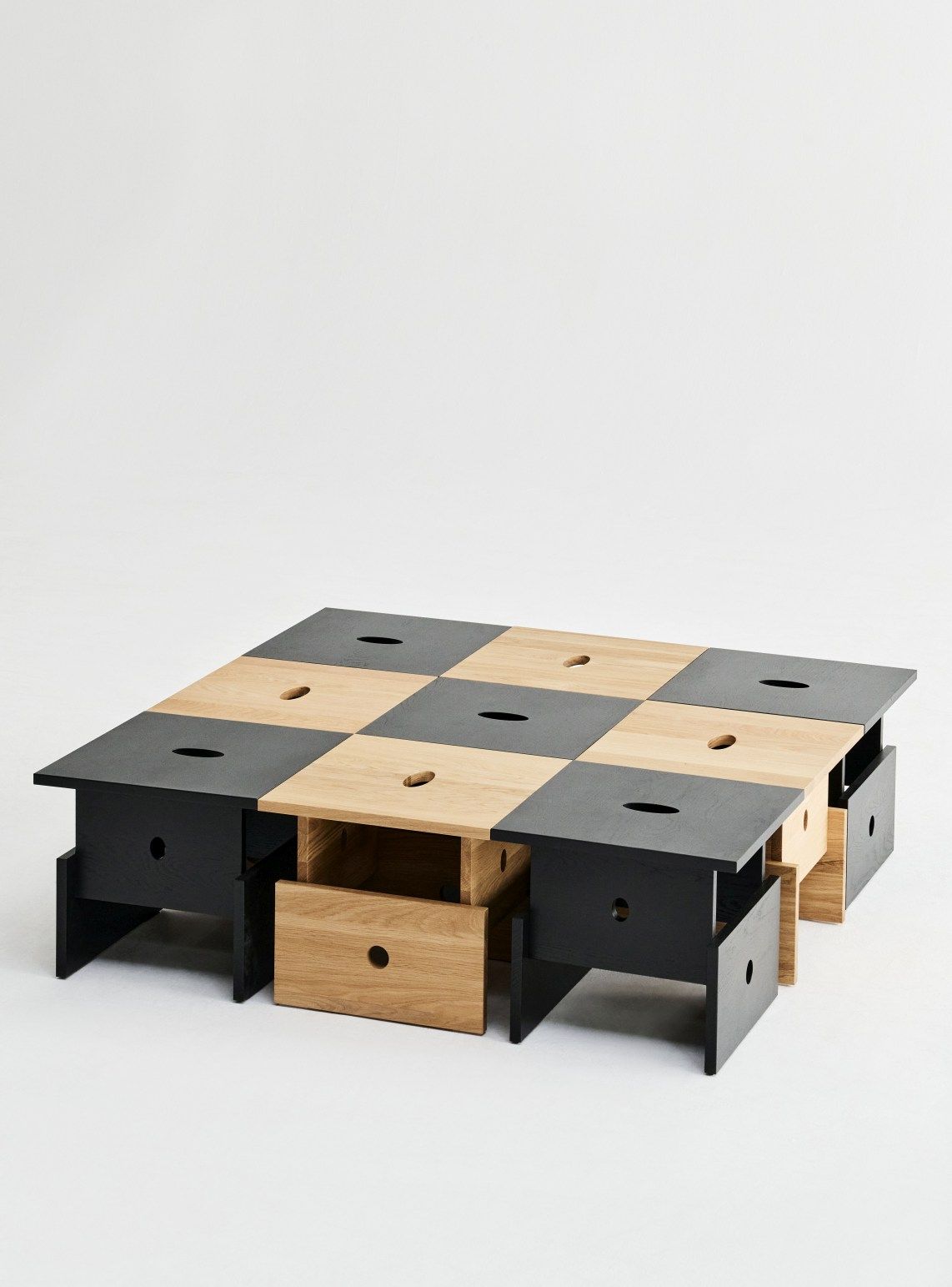 Wood Box Coffee Table Hay oak black water-based lacquer