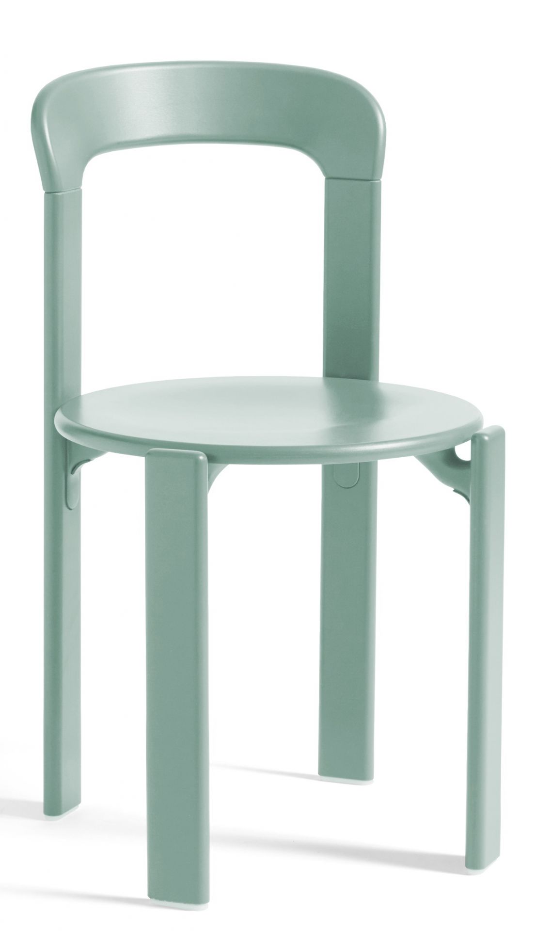Rey Chair Stuhl von Hay in Herbstgrün: Moderner Holzstuhl mit runder Sitzfläche.