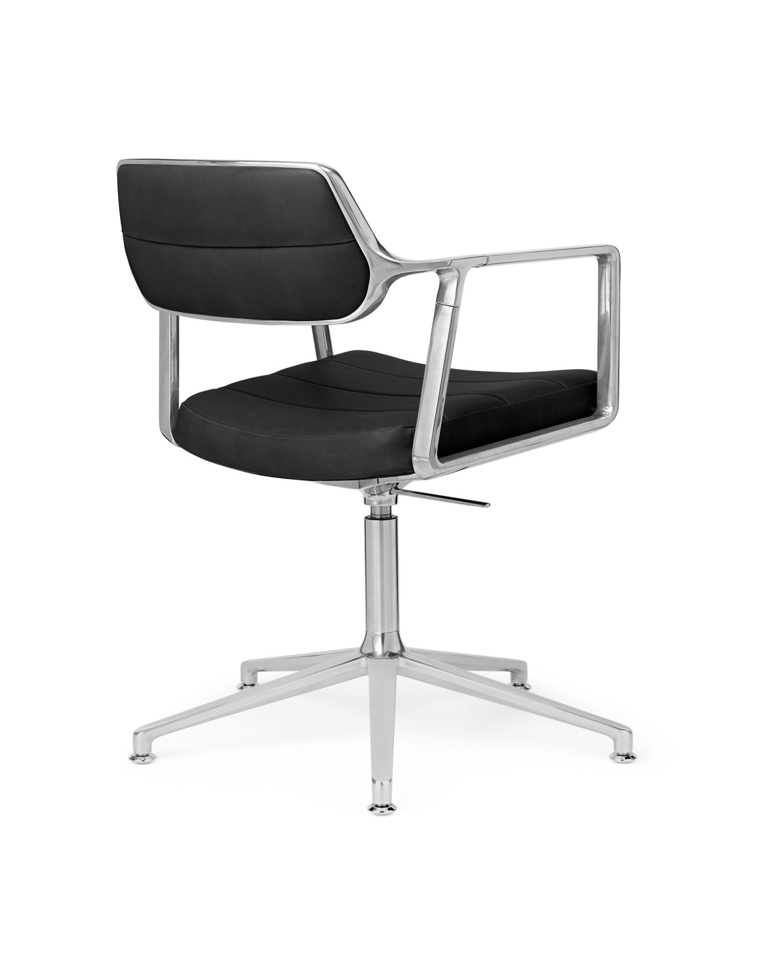 VIPP453 Swivel+ Chair with gliders black leather / polished aluminum frame Vipp VIPP453 Swivel+ Chair with gliders black leather / polished aluminum frame Vipp