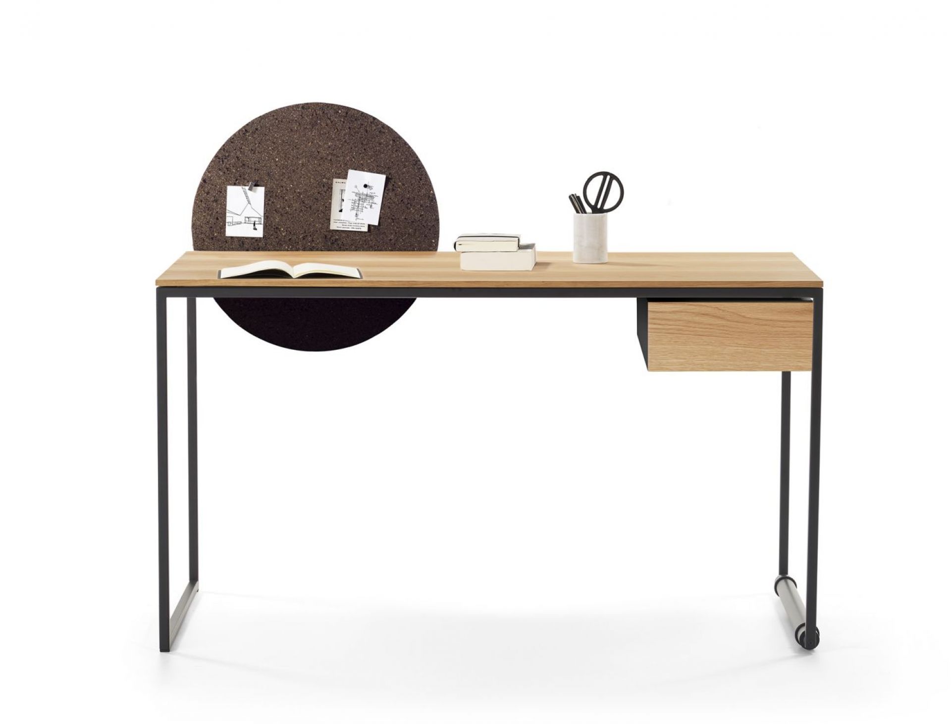 Macis desk with drawer, extensions and pin board Oak Opinion Ciatti