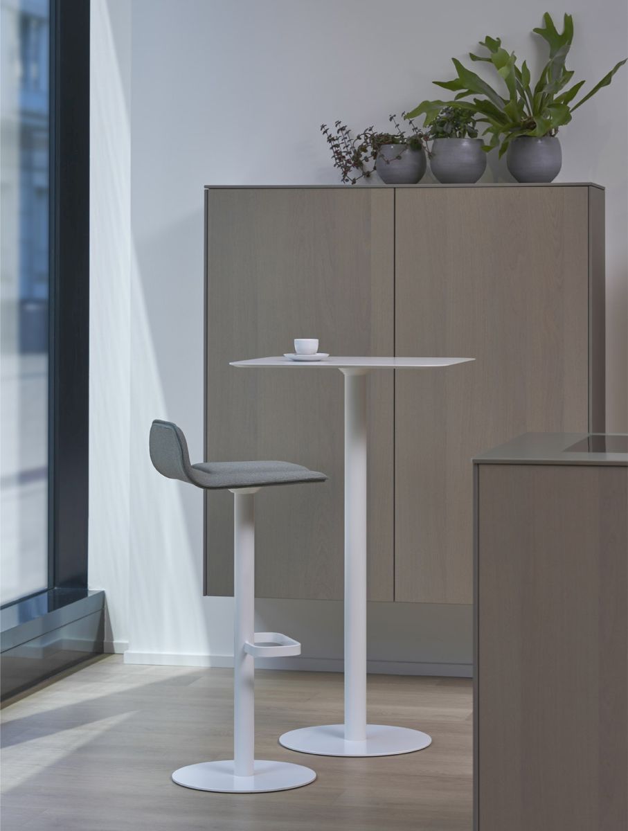Dave Bar Stool White with Seat Cushion in Sage Moree