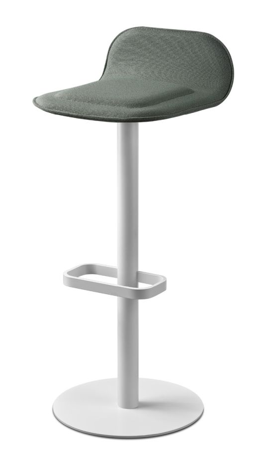 Dave Bar Stool White with Seat Cushion in Sage Moree