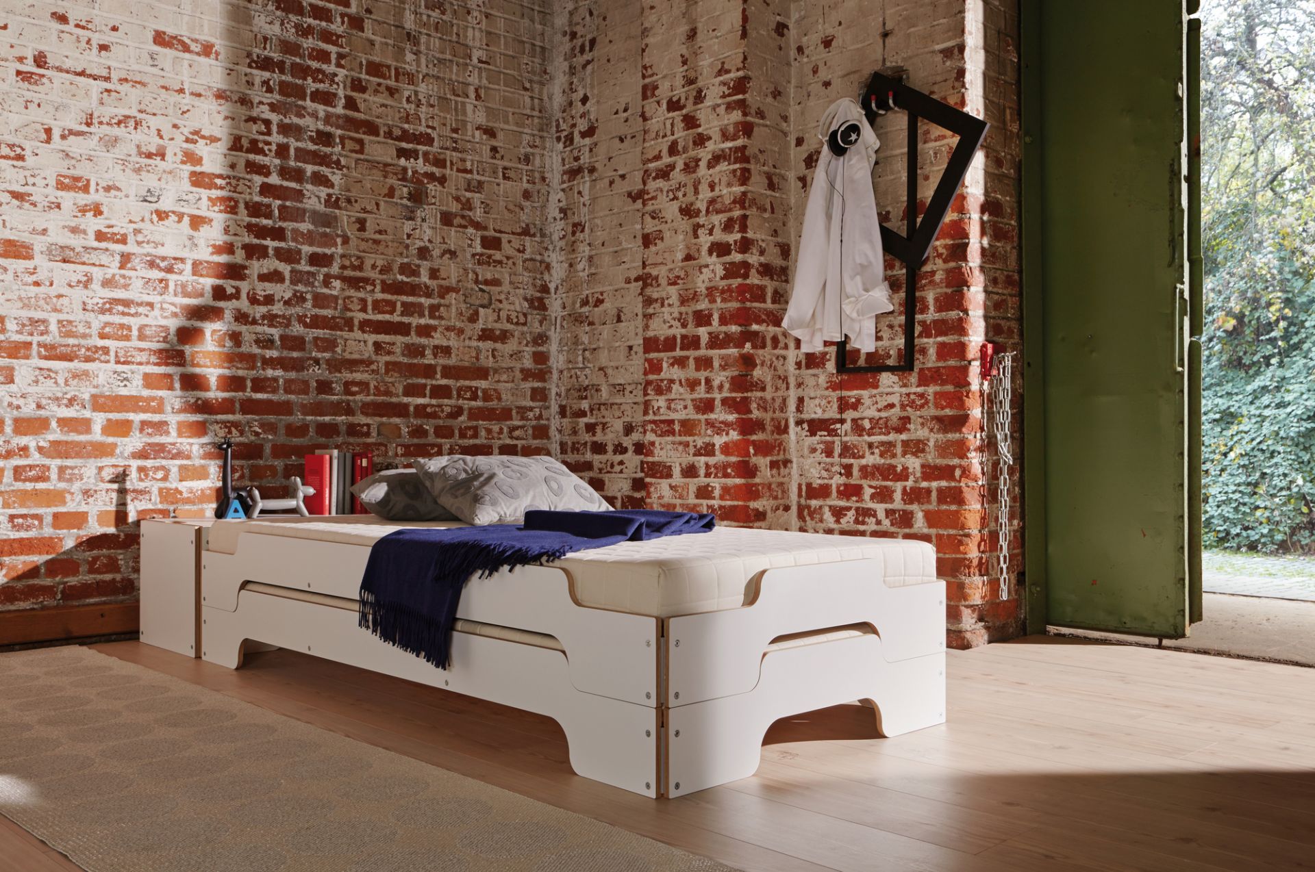 Stacking Bed CPL White Classical height Müller Möbelwerkstätten