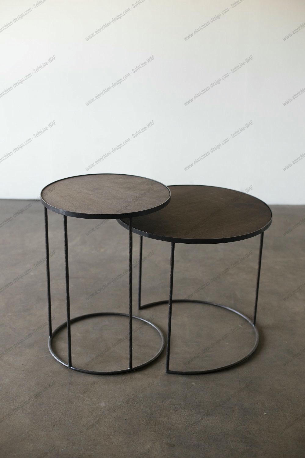 Side Table Set of 2 Black Round S/L Ethnicraft 