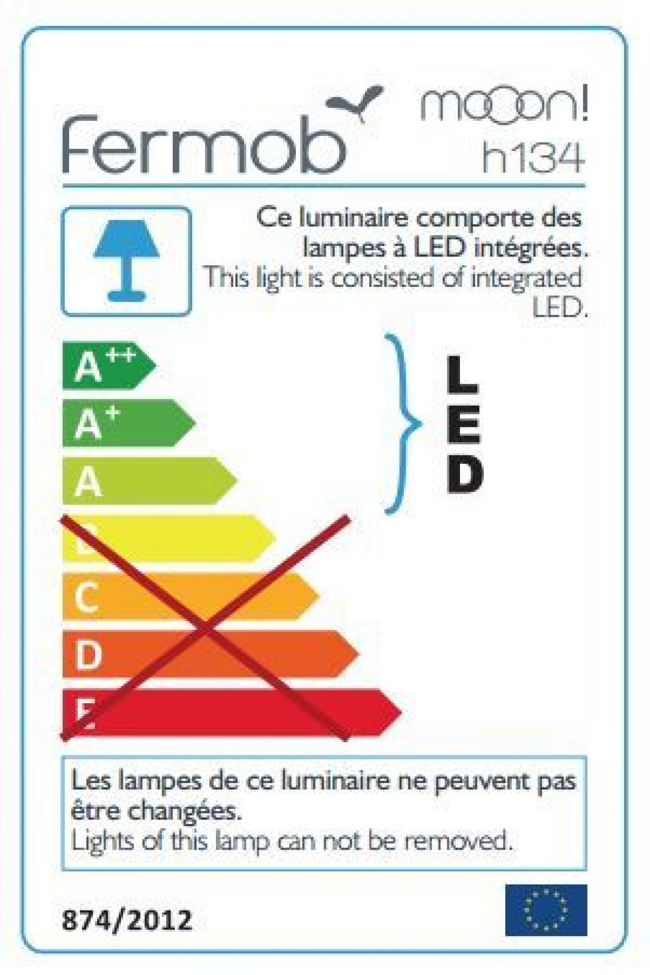 Energieeffizienzlabel der Mooon! Stehleuchte H 134 von Fermob, LED-Leuchte mit Energieklasse A++.
