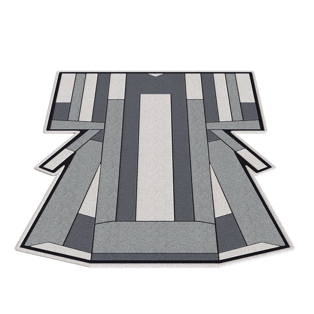 Grauer Hartô Teppich "Inès Carpet" mit geometrischem Muster in verschiedenen Grautönen, moderner Designer Teppich.