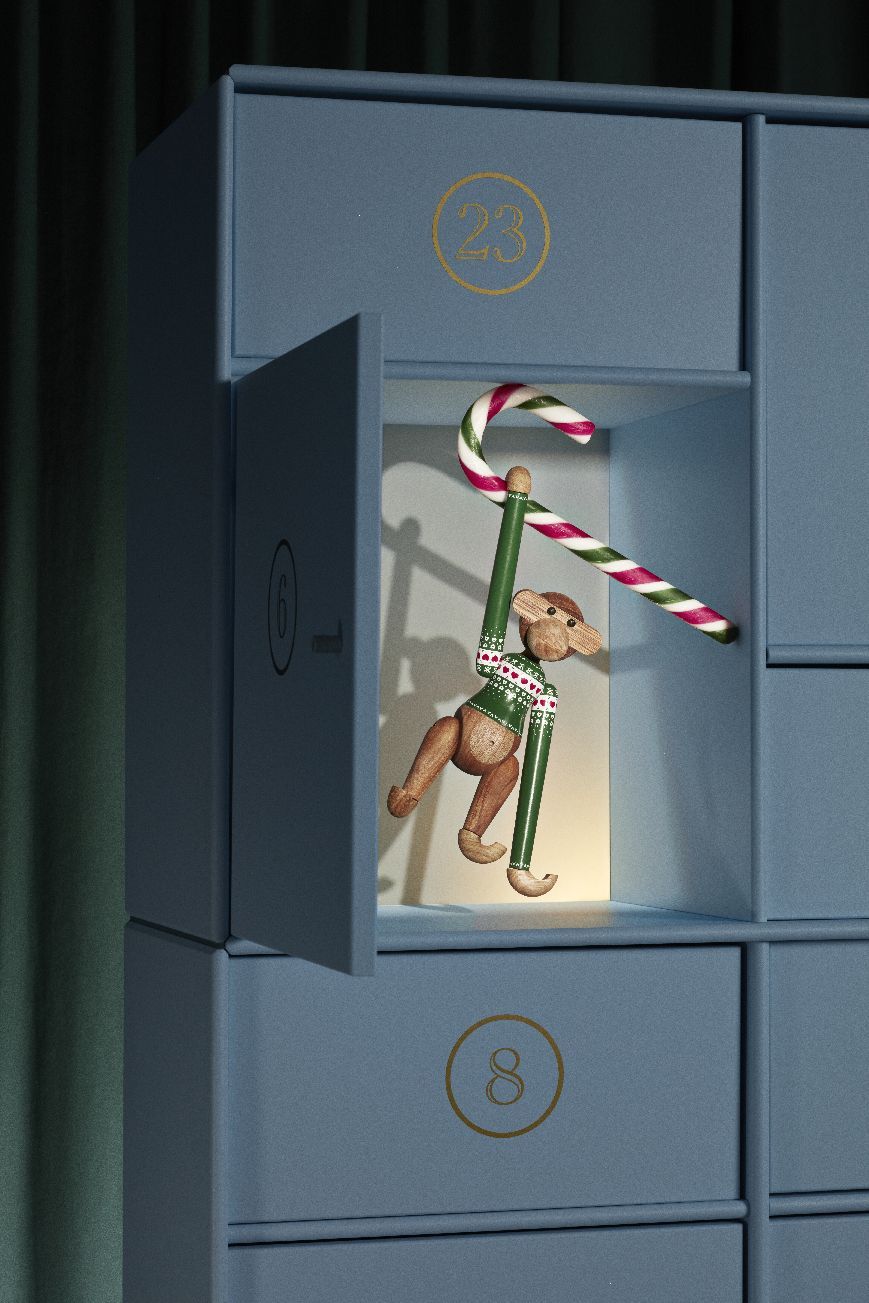 Christmas Jumper Monkey Green Small Wooden Figurine Kay Bojesen 