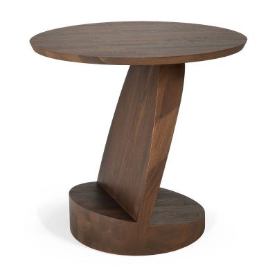 Oblic Side Table Round Teak Ethnicraft