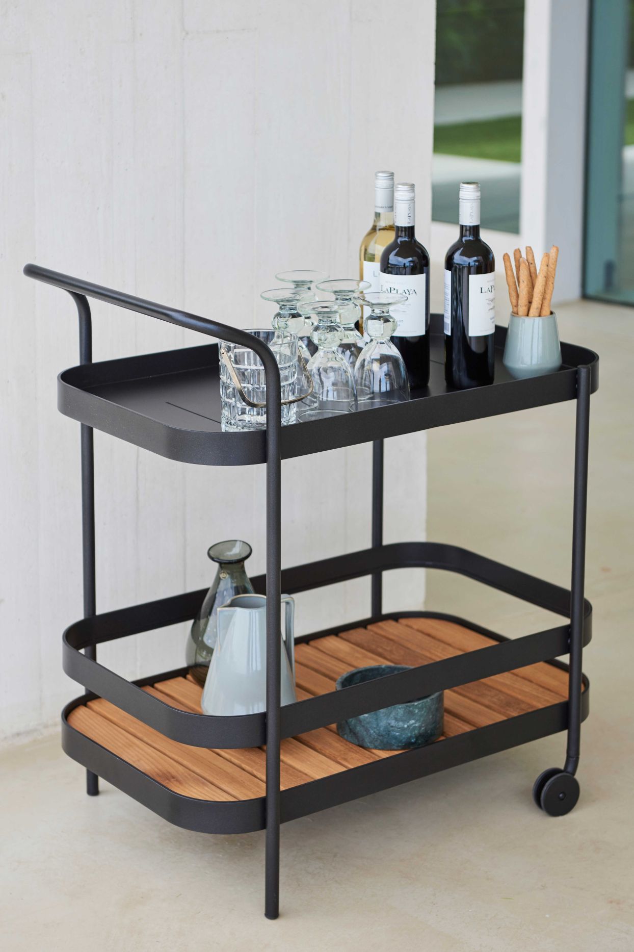 Roll Bar cart lava grey Cane-Line