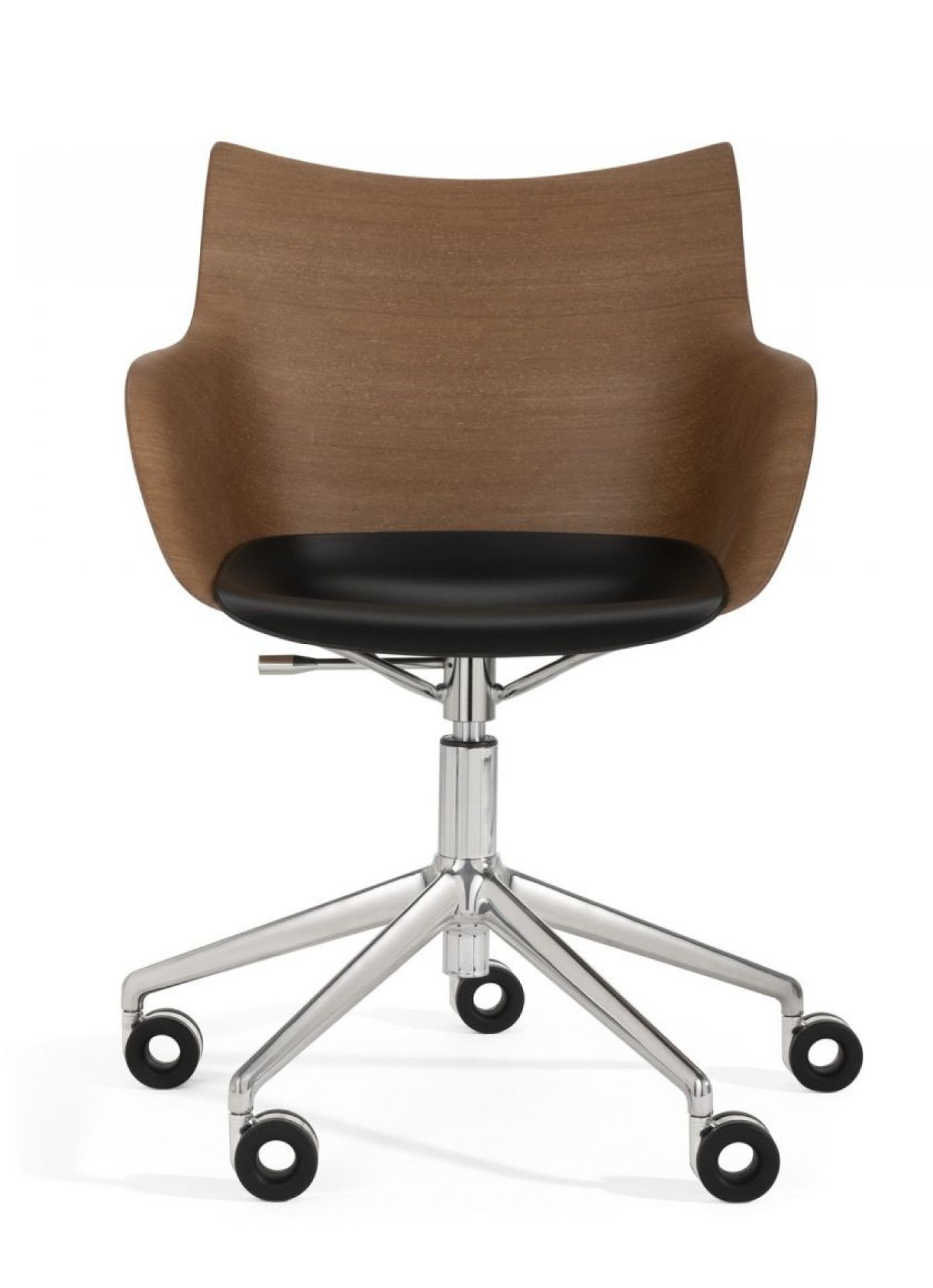 Q/Wood Swivel Chair SC Dark Wood / Chrome Frame Kartell
