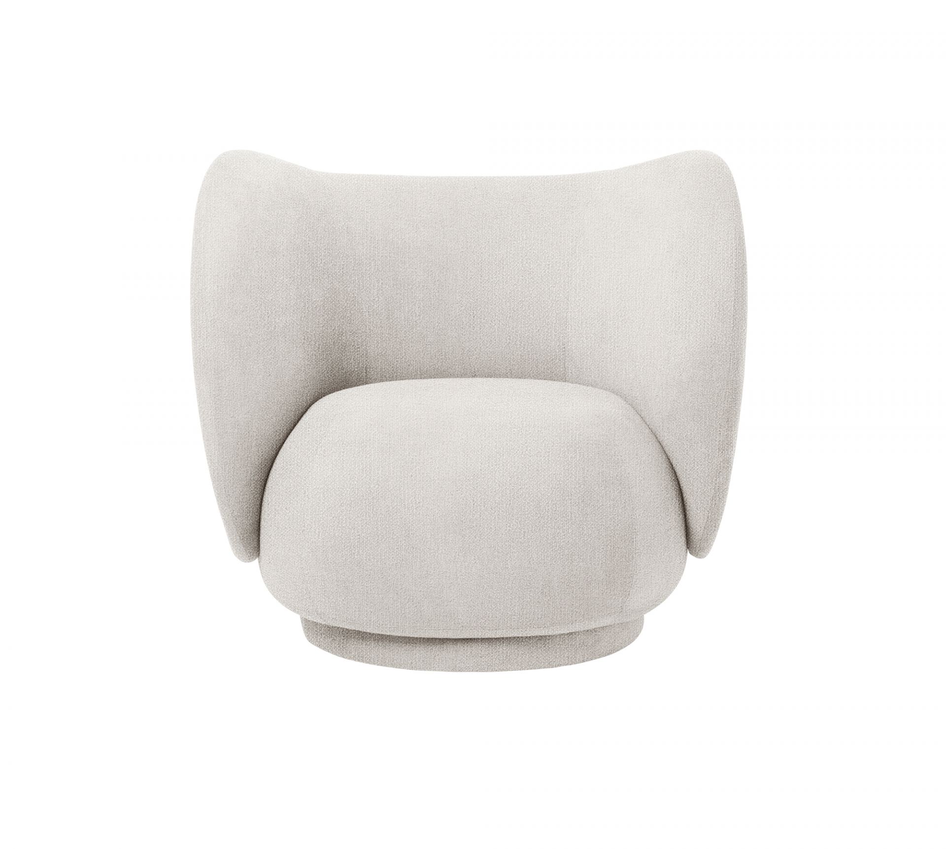 Ansicht von oben: Rico Lounge Sessel in Off-White Bouclé von Ferm Living. Bequemer Design Sessel.