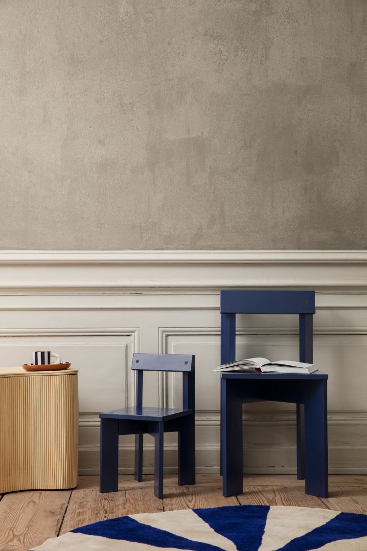 Ark Dining Chair Ferm Living Beech blue lacquered Ark Dining Chair Ferm Living Beech blue lacquered