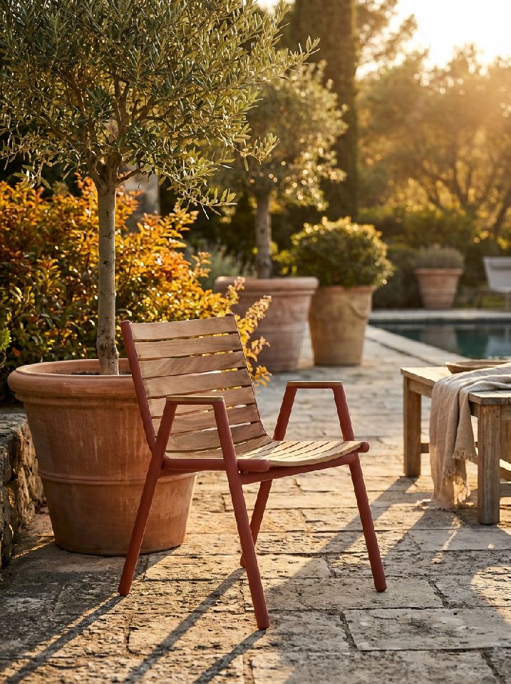 Pilotis armchair with armrests teak outdoor Fermob