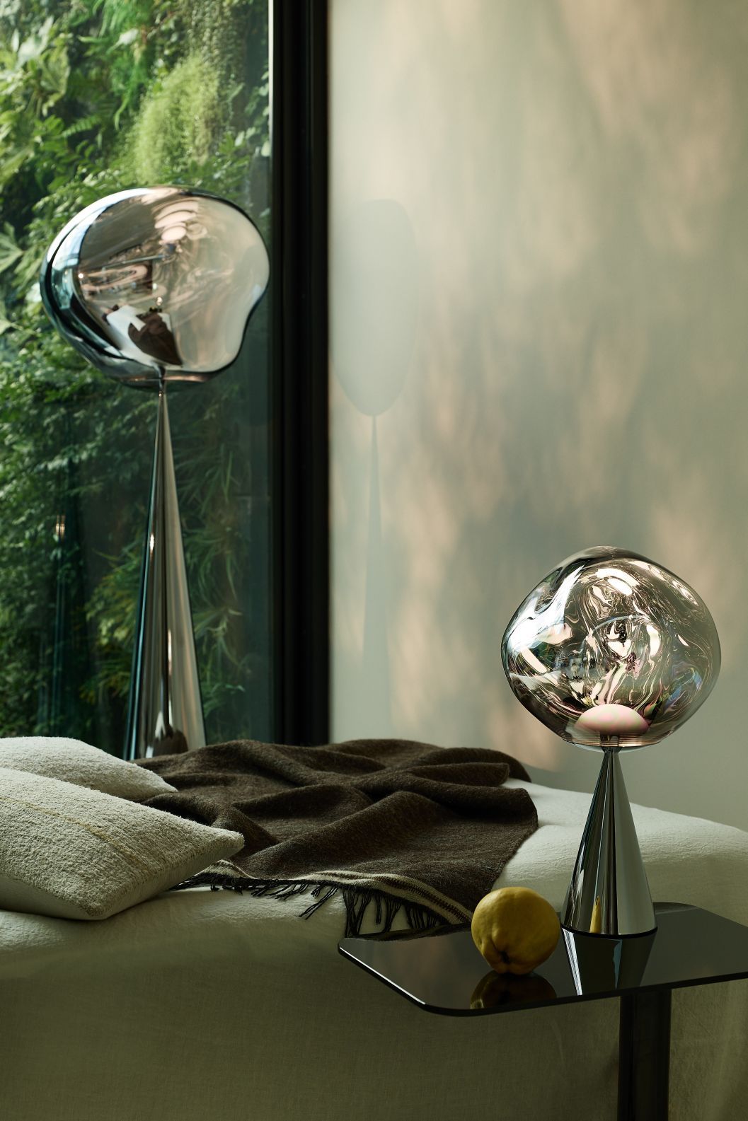 Melt Cone Fat Table lamp silver - opal Tom Dixon