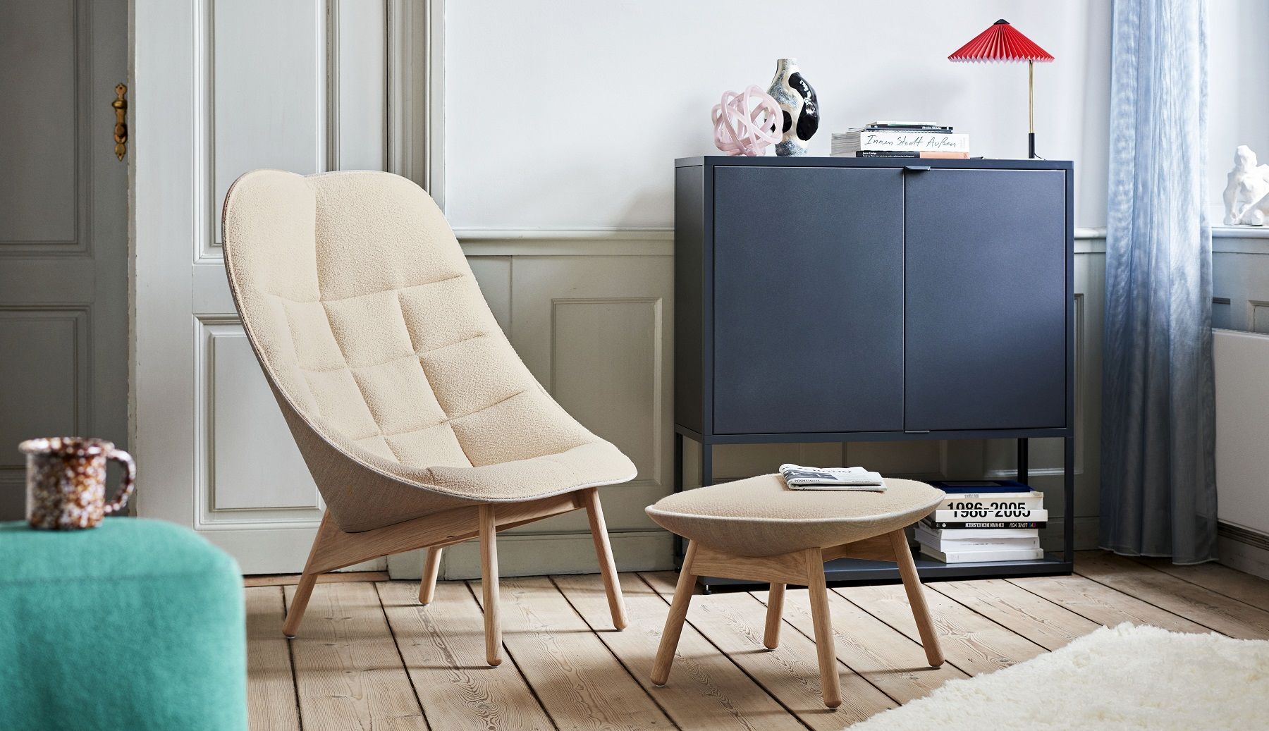 Uchiwa Ottoman Stool Hay