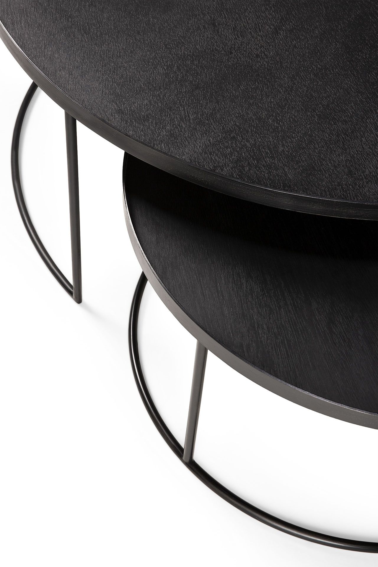 Coffee Table Set of 2 Black Round L/XL Ethnicraft 