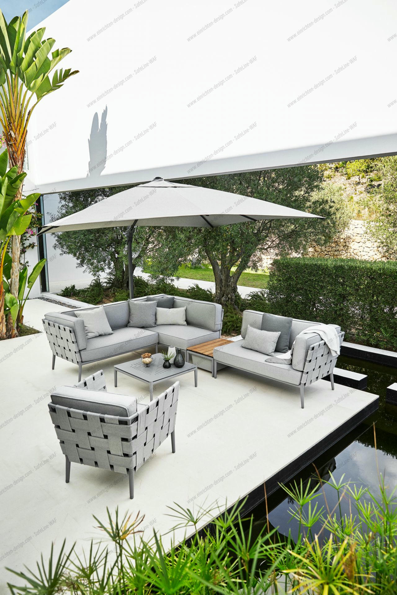 Conic Airtouch Outdoor 2 seater modular sofa left light grey Cane-Line