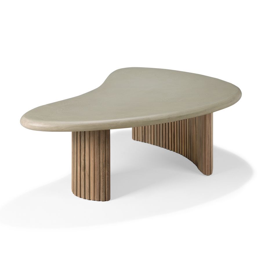Boomerang coffee table outdoor concrete/teak Ethnicraft