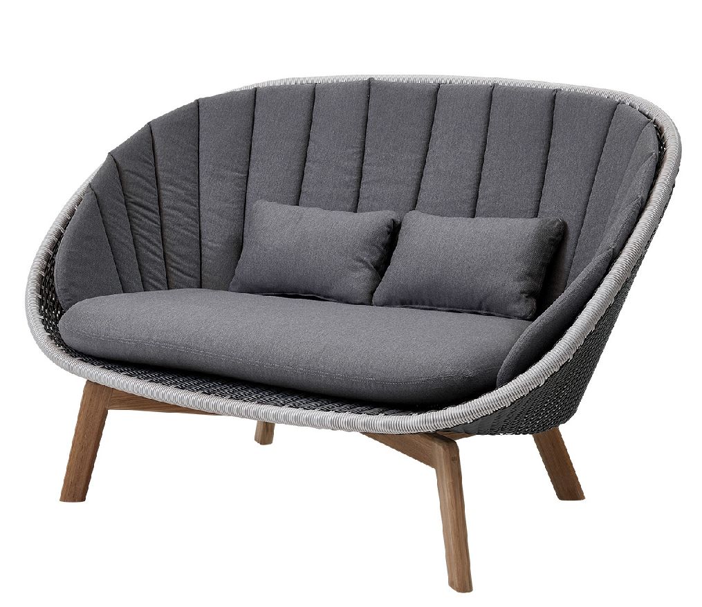Peacock Outdoor 2-seater sofa fibre with cushion grey Cane-Line