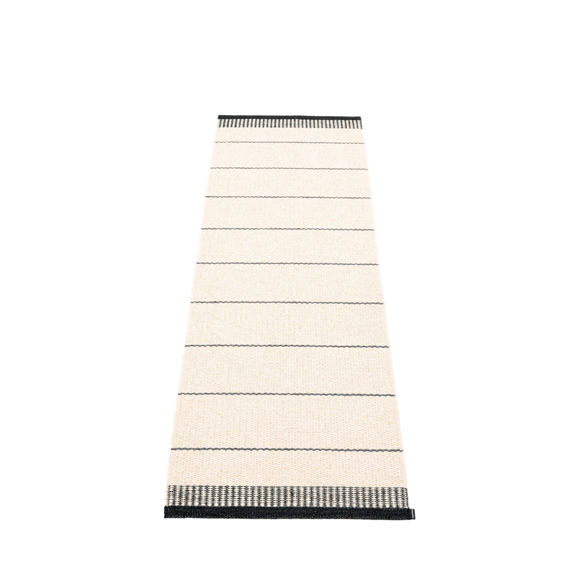 Belle Kunststoffteppich Pappelina Schwarz 60x200 cm mit Streifenmuster, ideal als Küchenteppich oder Badteppich.