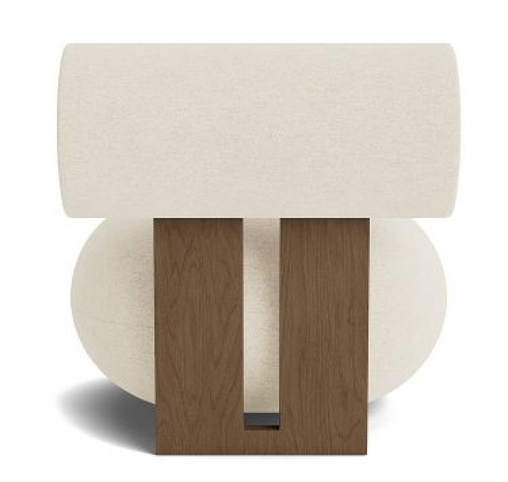 Hippo Lounge Sessel: Hell geräucherte Eiche mit beigem Bouclé-Bezug. Moderner Sessel für Wohnzimmer und Lounge.