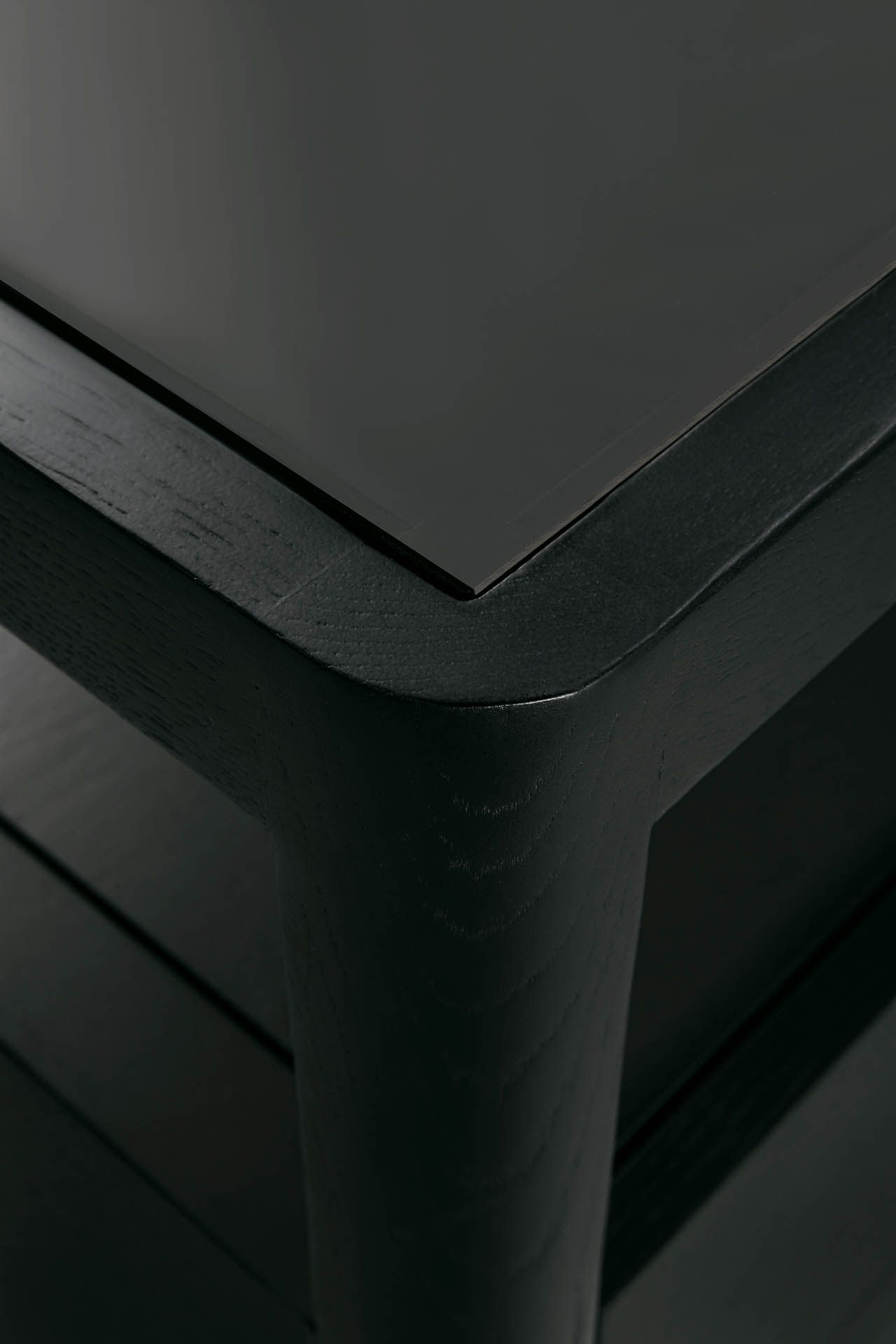 Spindle chest of drawers with drawers black lacquered oak Ethnicraft