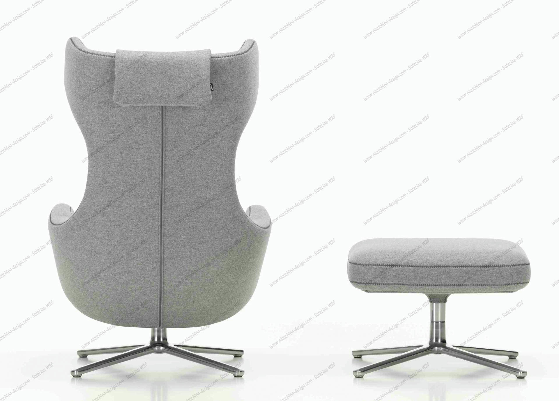 Grand Repos Armchair + Ottoman Vitra Polished Cosy Pebble