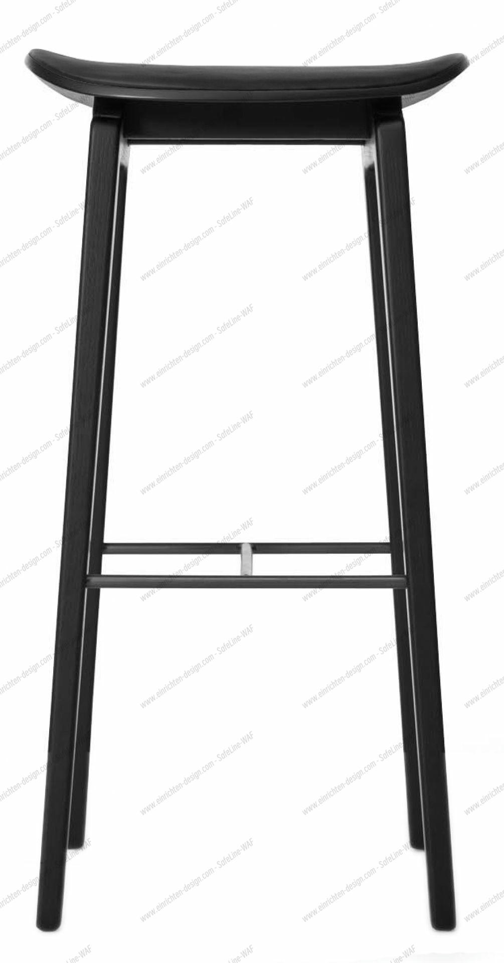 NY11 New York Barstool Upholstered Norr11 Oak black Leather Ultra Black 75 cm