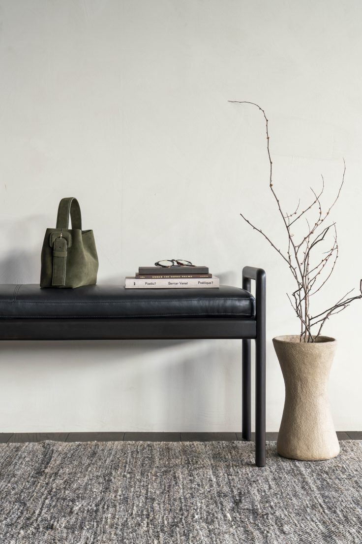 Jack Bench Bench with seat cushion leather black Ethnicraft