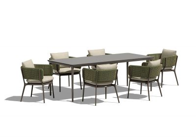 Bellmonde Outdoor Setting 01 Dining Table + Armchairs Dedon