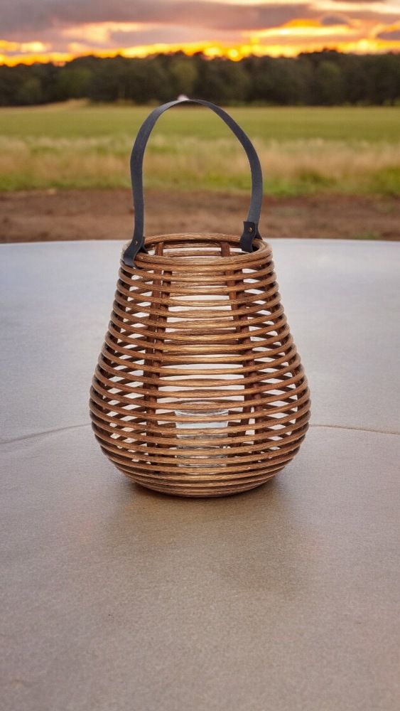 Lantern with Glass Rattan Hübsch Interior