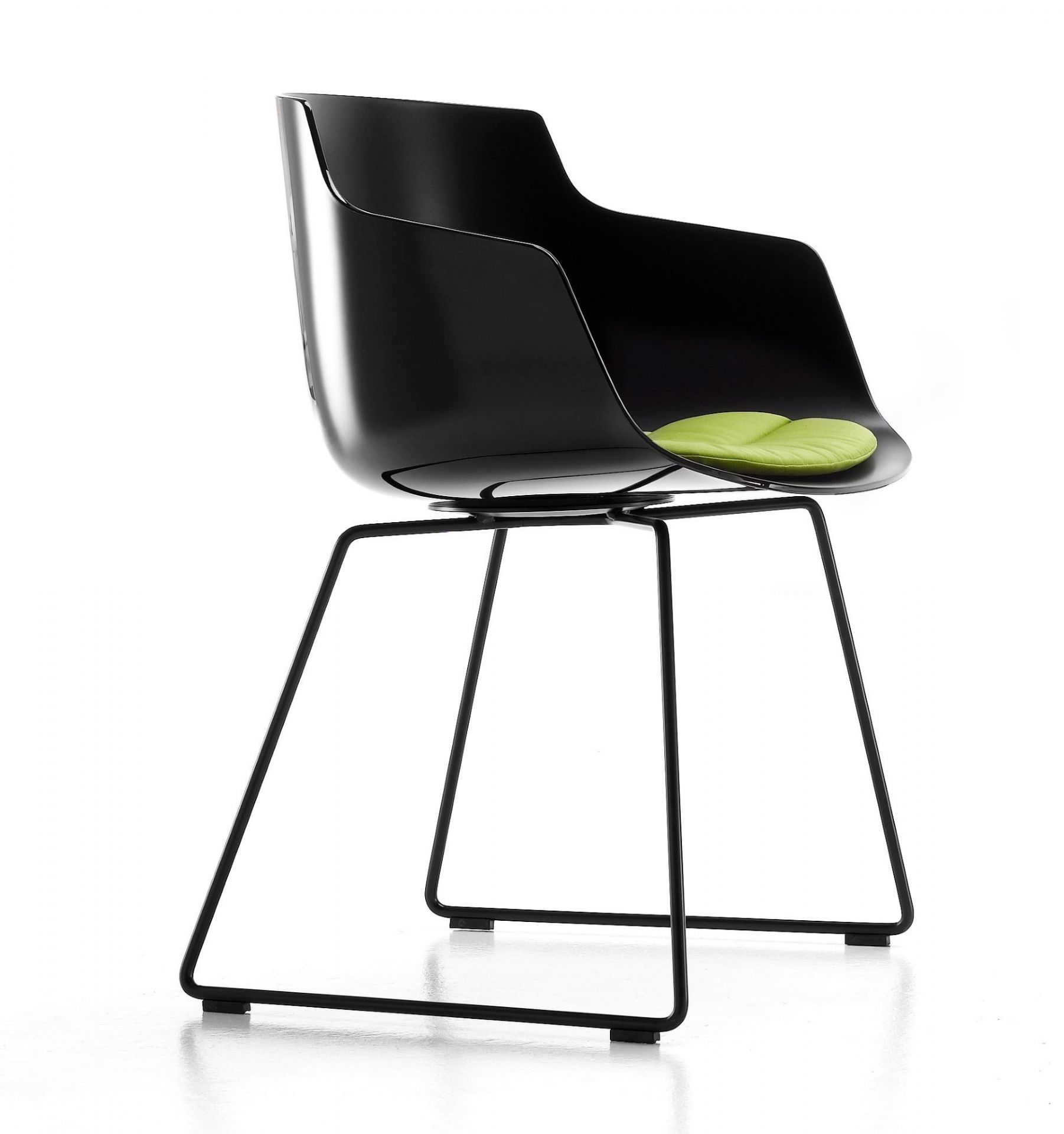 Flow Slim Armrest Chair Skid Frame MDF Italia-Black / Graphite Grey Matt