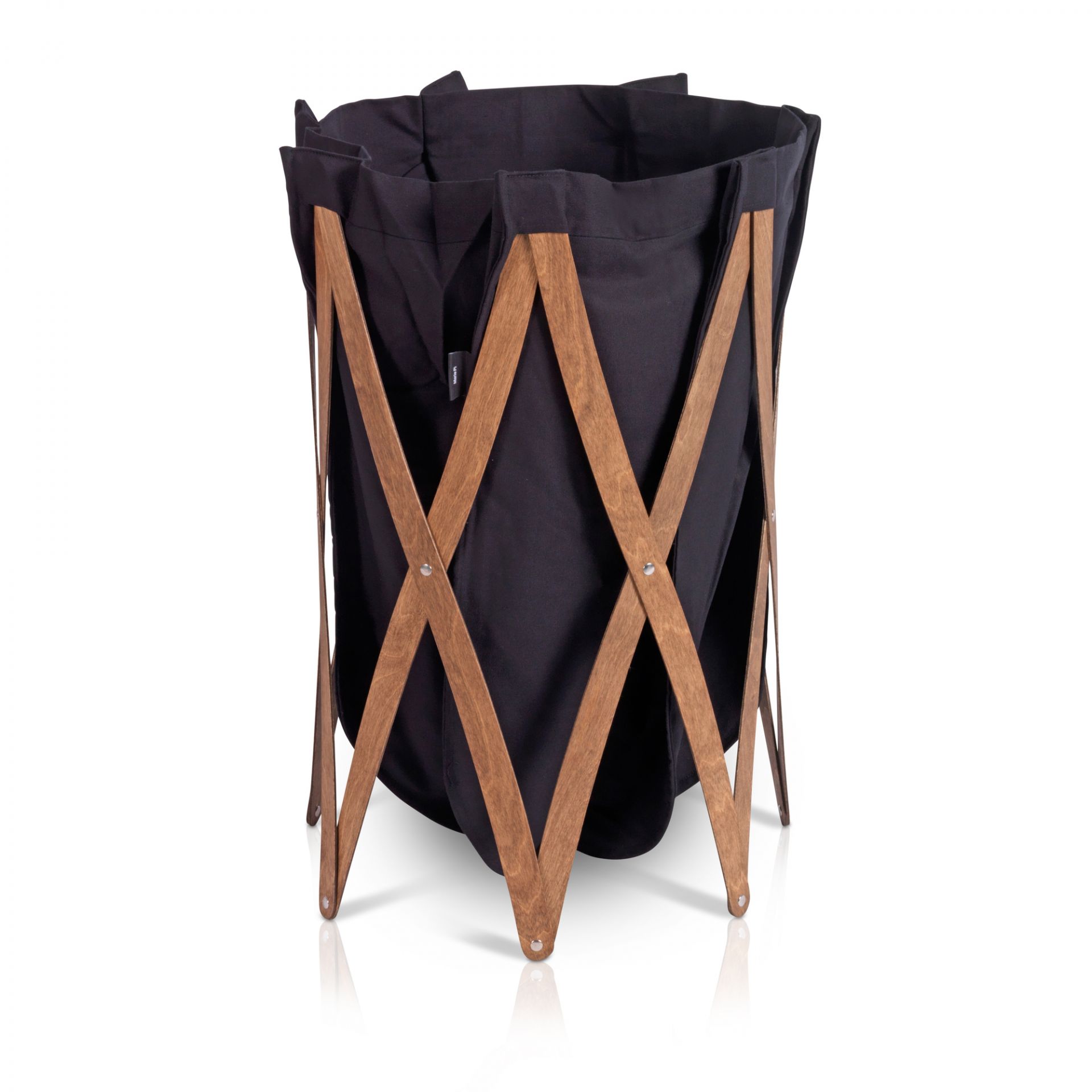 Marie Pi laundry basket BEIGE / PLYWOOD BLACK Klein & More SINGLE PIECE