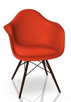 Eames Plastic Arm Chair DAW Chair Vitra Maple dark - Poppy red